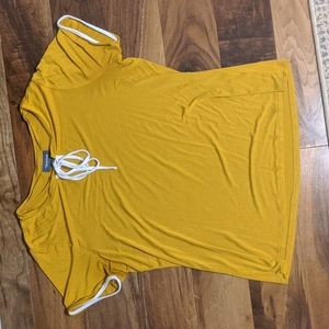 Modcloth yellow tie front shirt